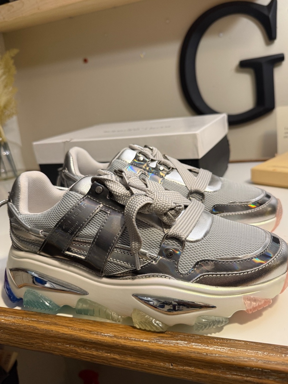 Kurt Geiger Metallic Silver Fashion Sneakers
